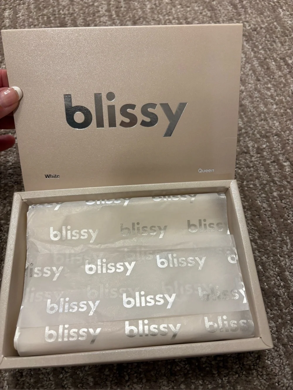 blissy Premium Silk Pillowcase - White - Queen Size - New in Box - Great Gift!